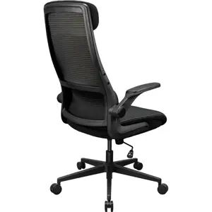 Cougar Stryder Ergonomic Chair, Adjustable Headrest, Multi-Density Foam Seat, Flip-Up Armrest, Ergonomically Contoured Lumbar Support, Imitation Linen, Black | Free Shipping