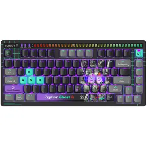Bloody AT75 Cypher Ghost Mechanical Gaming Keyboard, Alpha Optical Switch, 7 RGB Backlit Effects