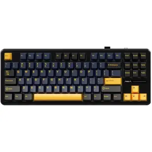 AULA F87 Mechanical RGB TKL Keyboard, LEOBOG Graywood V3 Linear Switch, Gasket Mount, Hot Swap, Macro Support, Tri-Mode Type-C Wired 2.4GHz Wireless and Bluetooth, 4000mAh Battery, Black Navy Blue Orange