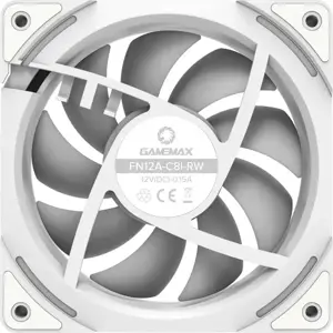 GameMax FN12A-C8I-RW 120mm ARGB PC Case Fan White Reversible Blades Infinity Mirror Center 5V 3pin Aura Sync 800-1600 RPM 4pin PWM