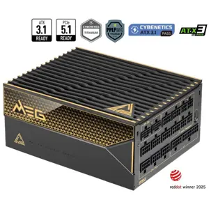 MSI MEG Ai1600T Power Supply, 1600W, PCIe 5.1 and ATX 3.1 Ready, Dual-Native 12V-2x6 Connectors, Tri-Certified Titanium