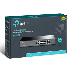 TP-Link TL-SG1016D 16-Port Gigabit Desktop and Rackmount Switch, 16 10/100/1000Mbps RJ45 Ports, 32Gbps Switching Capacity, 23.8Mpps Packet Forwarding Rate