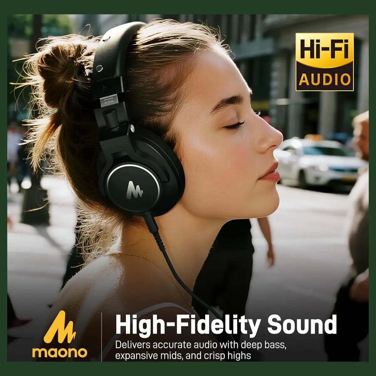 MAONO MH700 Gaming Headphones Over Ear Wired Headset 50mm Driver 3.5mm to 6.35mm Jack Black