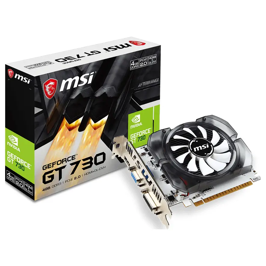 MSI NVIDIA GeForce GT 730 Video Graphics Card 4GB DDR3 PCI Express 2.0 700 core clock 