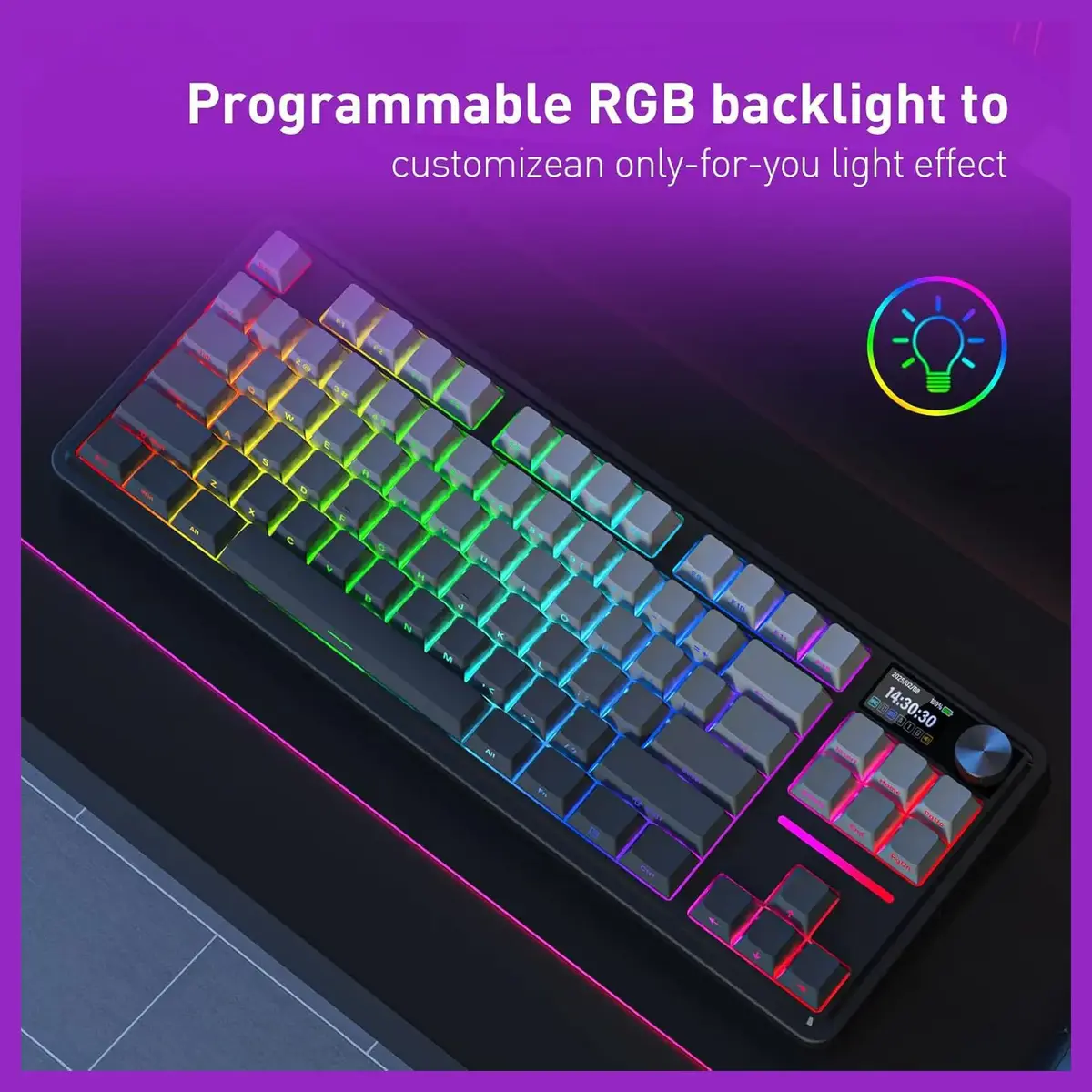 Redragon K743 Antonium Pro LCD 80% Gasket RGB Gaming Keyboard, 84 Keys  Mechanical Keyboard, Tri-Mode Connectivity, 1.41" TFT Screen and Knob,  Hot-Swap ...
