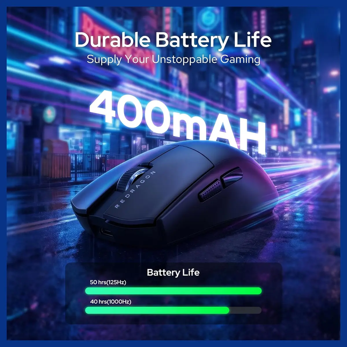 Redragon KING Ultra M999 Wireless Gaming Mouse, Tri-Mode Wired 2.4GHz and BT 5.1, 45000 DPI Max, Magnetic RGB Charging Dock, 4 Programmable Buttons, Black