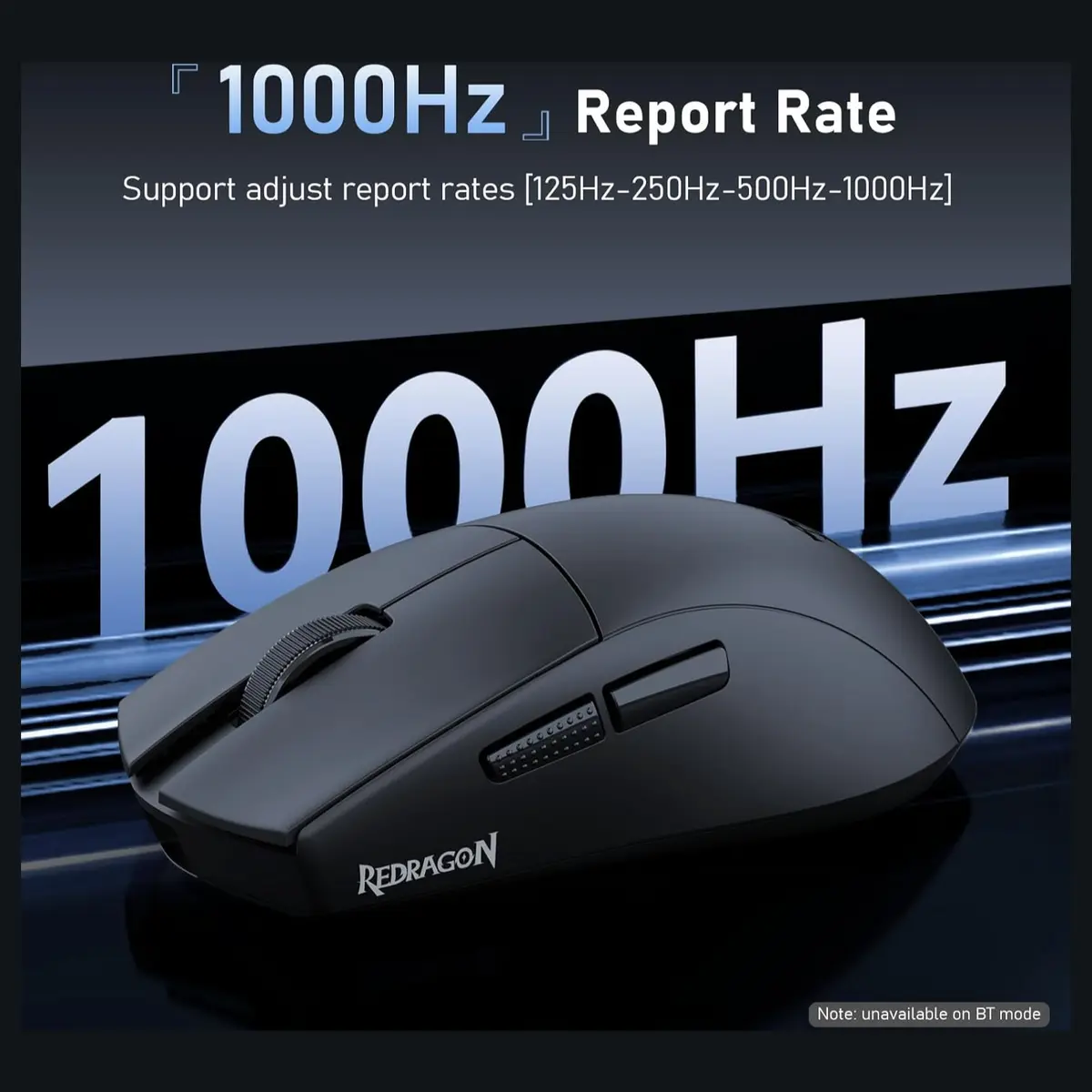 Redragon KING Ultra M999 Wireless Gaming Mouse, Tri-Mode Wired 2.4GHz and BT 5.1, 45000 DPI Max, Magnetic RGB Charging Dock, 4 Programmable Buttons, Black
