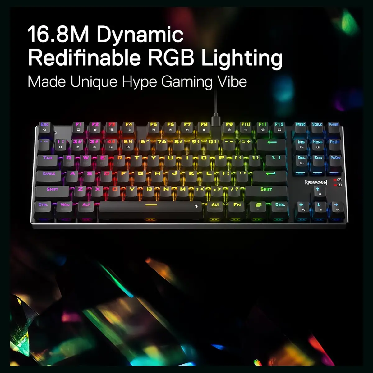 Redragon DHARMA TKL K660 RGB Wired Gaming Keyboard, 80% 87 Keys Mechanical Keyboard, Aluminum Base, Hot-Swap Socket, Noise Absorbing Foams, Quiet Linear Red Switch