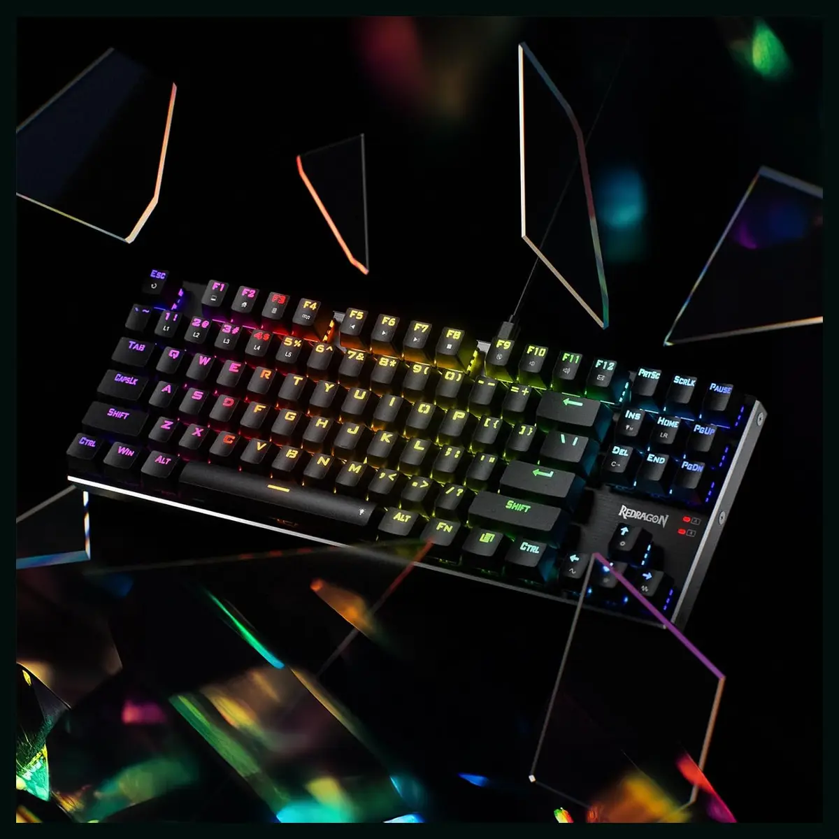 Redragon DHARMA TKL K660 RGB Wired Gaming Keyboard, 80% 87 Keys Mechanical Keyboard, Aluminum Base, Hot-Swap Socket, Noise Absorbing Foams, Quiet Linear Red Switch
