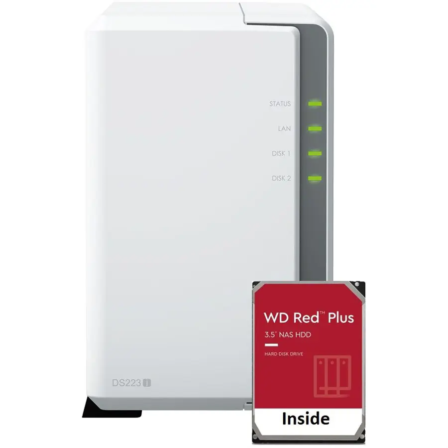 Synology DS223j 2-Bay Diskstation NAS | 4TB Bundle WD Red Plus in