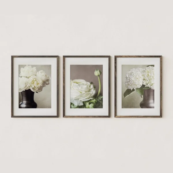 Ivory Floral Set of 3 by Alpha Arts