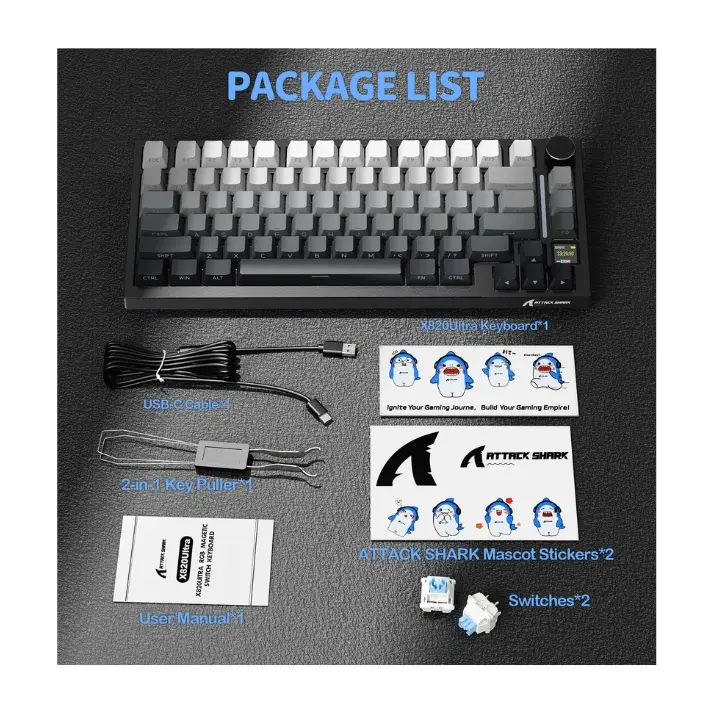 Attack Shark X820Ultra Moonlight — 75% Gasket TFT Keyboard