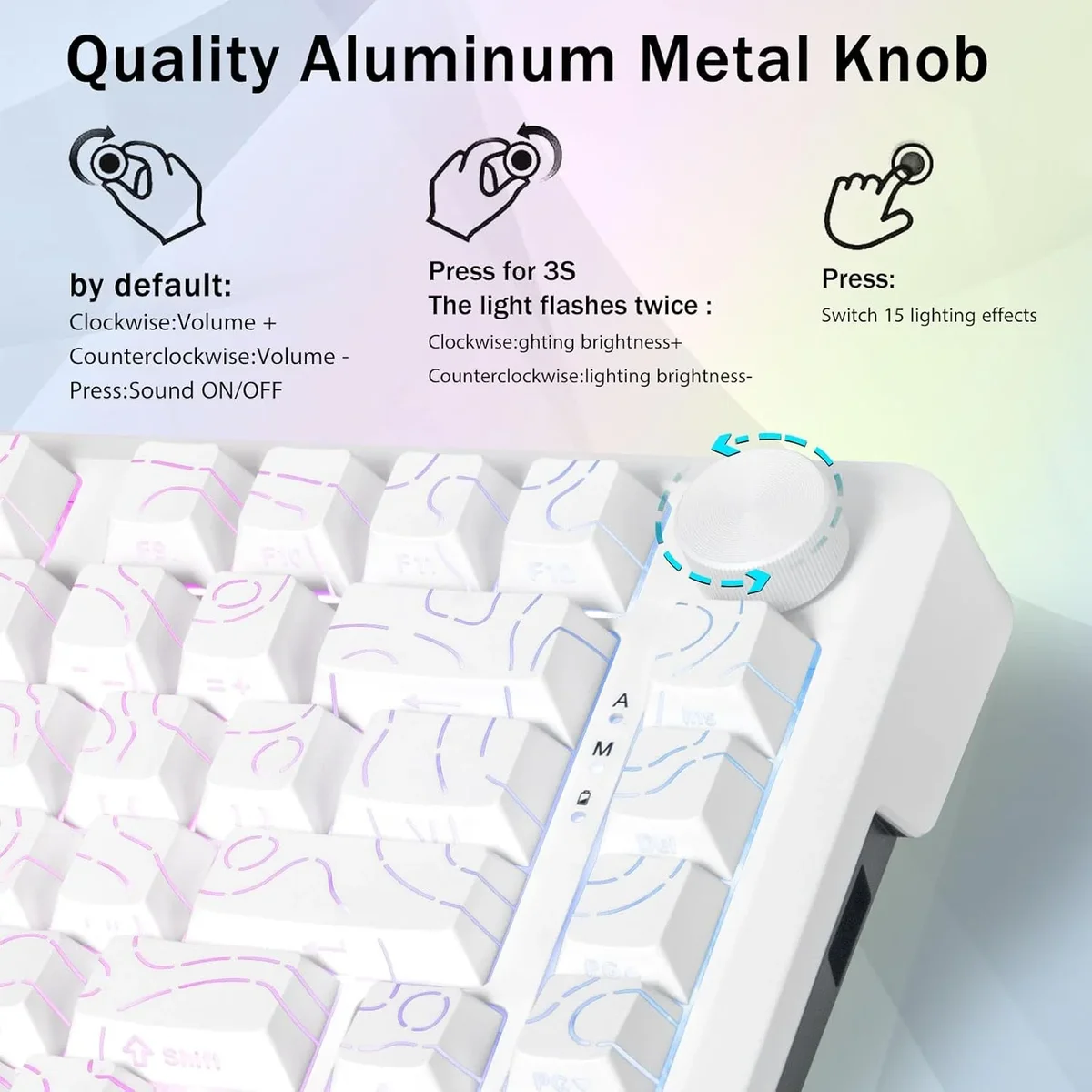 E-Yooso Z-82 75% Tri-Mode White Wireless Keyboard | Starship