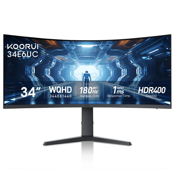 KOORUI 34E6UC 34" WQHD Curved Ultrawide VA Gaming Monitor | 165Hz | 100% sRGB | 1000R Curvature