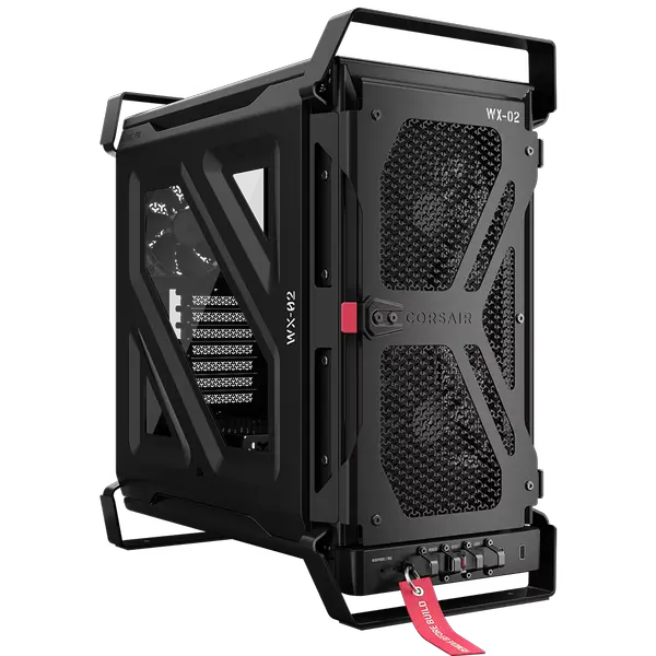 CORSAIR WARTHOG RS Performance Mid-Tower Case (Noir/Black) | Ruggedized Steel Construction with Integrated Carry Handles, 2x RS200 + 1x RS120 PWM Fans, InfiniRail™ System & BTF Motherboard Support