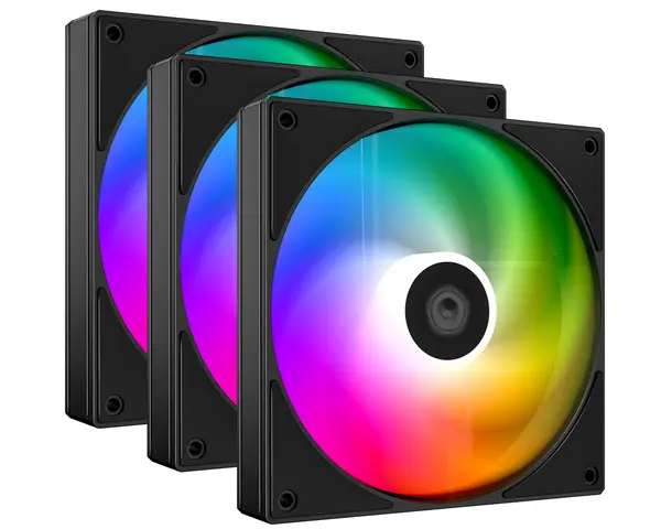 ID-COOLING AS-120-K Trio High-Performance 120mm PWM Case & Radiator Fans (3-Pack / All Black) | 3x 120mm PWM Fans, Wide 300–2000 RPM Dynamic Speed Range, High Static Pressure 1.94 mmH₂O & 58.0 CFM Airflow, Quiet Long-Life Hydraulic Bearing, Integrate