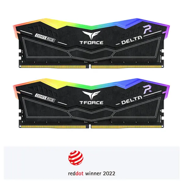 TEAMGROUP T-Force Delta RGB 64GB (2x32GB) DDR5 6000MHz CL38 Desktop Gaming Memory — Black