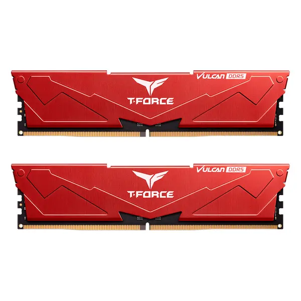 TEAMGROUP T-Force Vulcan 64GB (2x32GB) DDR5 6000MHz CL38 Desktop Gaming Memory — Red