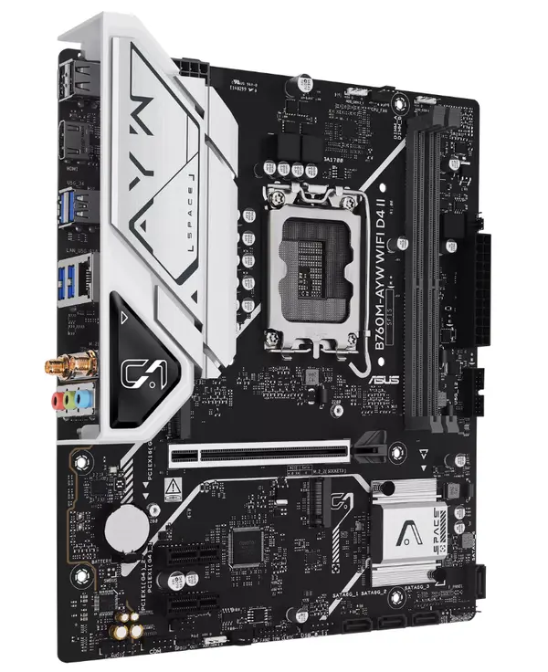 ASUS B760M-AYW WIFI Micro-ATX Motherboard | Intel LGA 1700, DDR5 8000MHz+ (OC), Dual PCIe 4.0 M.2, Wi-Fi 6 & Realtek 2.5Gb LAN