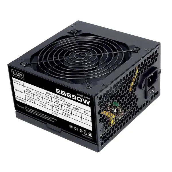 Ease EB650 650W 80 Plus Bronze Power Supply | Active PFC, SMD DC-to-DC Circuit, 120mm Silent Fan & Black Flat Cables