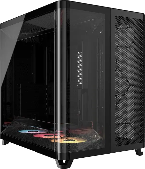 CORSAIR AIR 5400 RS-R ARGB Triple Chamber Mid-Tower PC Case | Dual Curved Glass French Door Panels, 3x Pre-Installed RS120-R Reverse-Rotor ARGB Fans, Back-Connect (BTF) Motherboard Support & RapidRoute 2.0
