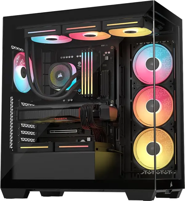 CORSAIR 3500X RS-R ARGB Mid-Tower PC Case | Pillarless Wraparound Tempered Glass, 3x Pre-Installed RS120-R Reverse-Rotor ARGB Fans, Back-Connect (BTF) Motherboard Support & Anti-Sag GPU Arm