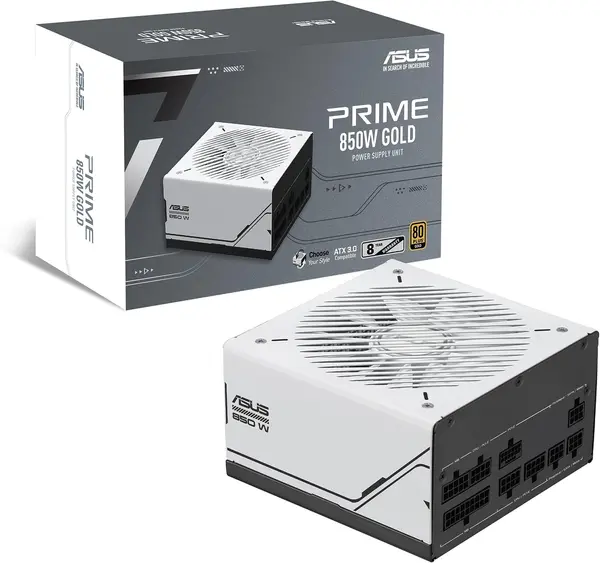 ASUS Prime 850W Gold Power Supply Unit | Fully Modular, ATX 3.1 & PCIe 5.1 Certified, Native 12V-2x6 Cable, Dual Ball Fan Bearings & 80 PLUS Gold Certification