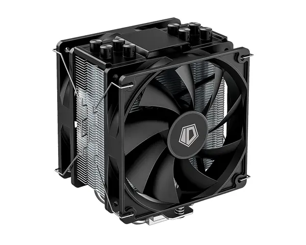 ID-COOLING SE-214-XT V2 Plus Dual Fan CPU Air Cooler (Black Edition) | Model: SE-214-XT V2 PLUS, 220W TDP Thermal Dissipation, Push-Pull Dual 120mm PWM Fans (AS-120-K V2 × 2), 4x Ф6mm Direct-Touch Copper Heatpipes (H.D.T. Architecture)