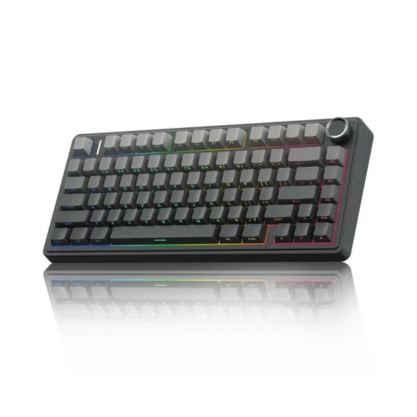 AULA F75 Pro 75% Tri-Mode Wireless Mechanical Keyboard – Gray Gradient – Reaper Switch (Gasket Mount / Multi-Function Metal Knob / Side-Printed PBT / 4000mAh Battery / South-Facing RGB / Hot-Swappable)