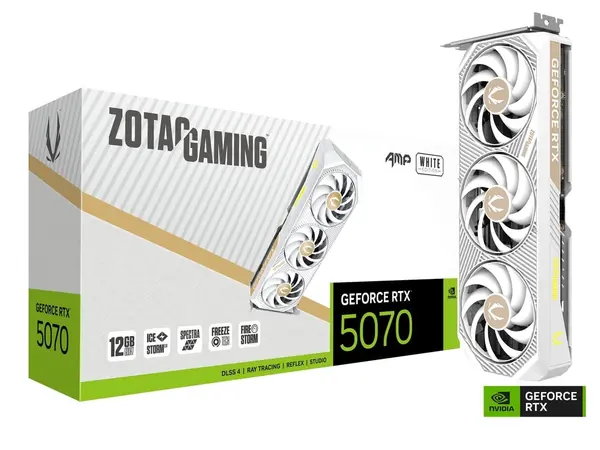 ZOTAC GAMING GeForce RTX 5070 AMP White Edition 12GB GDDR7 — Blackwell | 2587 MHz | SPECTRA RGB | White 