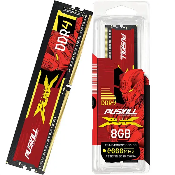 PUSKILL 8GB DDR4 Desktop RAM Module (Black) 3200MHz  High-Speed Frequencies CL22 Low Latency, 288-Pin UDIMM, Intel XMP 2.0 & AMD Ryzen Compatible