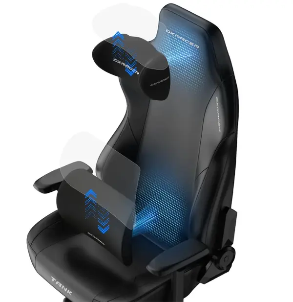 DXRacer Tank Series Heavy-Duty Big & Tall Ergonomic Gaming Chair (All Black) | Model: TS29/N (OH/TS29/N), Heavy-Duty Reinforced Steel Frame, High-Density Cold-Cure Mold Shaping Foam, Breathable PVC Leatherette, 4D Multi-Directional Armrests, Multi-Fu