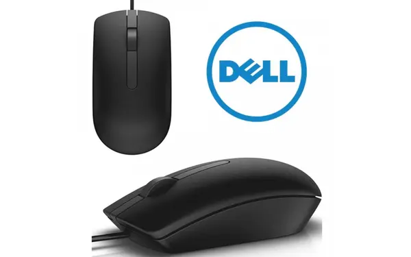 Dell MS116 Optical Wired Mouse (Black) | Model: MS116 (275-BBCB), 1000 DPI Optical LED Tracking, 3-Button Ambidextrous Design, Wired USB Interface, 6-Foot (1.8m) Cable Length, Plug-and-Play Compatibility (original mouse boxed packed)