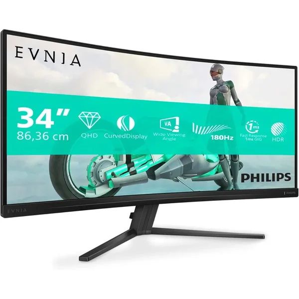 hilips Evnia 34M2C3500L 34" WQHD 180Hz 0.5ms Curved Fast VA Gaming Monitor (34M2C3500L/69)