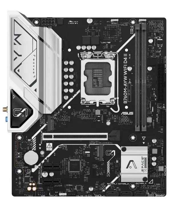 ASUS B760M-AYW WIFI Micro-ATX Motherboard | Intel LGA 1700, DDR5 8000MHz+ (OC), Dual PCIe 4.0 M.2, Wi-Fi 6 & Realtek 2.5Gb LAN