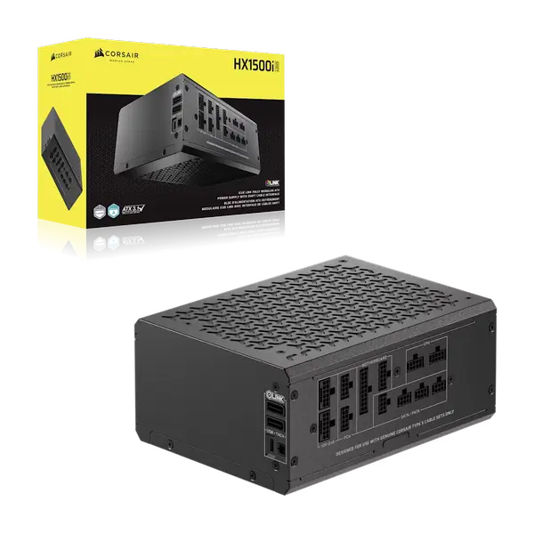 CORSAIR HX1500i SHIFT 1500W Fully Modular Cybenetics Platinum ATX 3.1 Digital Power Supply (UK Plug) | Side-Mounted Type-5 Connectors, Integrated iCUE LINK System Hub & Dual Native 12V-2x6 PCIe 5.1 Cables