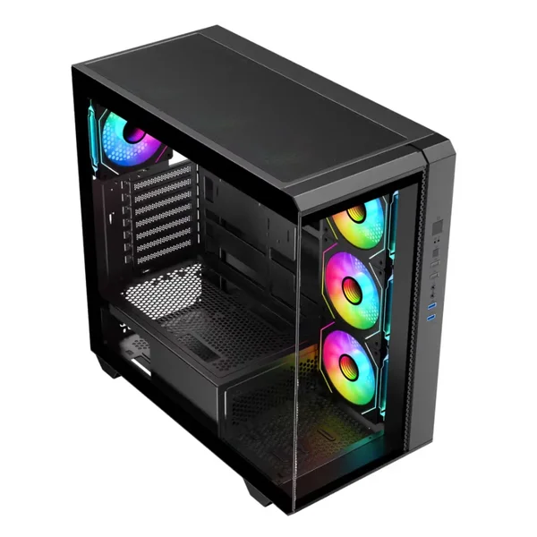 Astro AGC-U31A ATX Gaming Case | 4x ARGB Infinity PWM Fans | 6-Port Hub + Remote | BTF MB | GPU≤430mm
