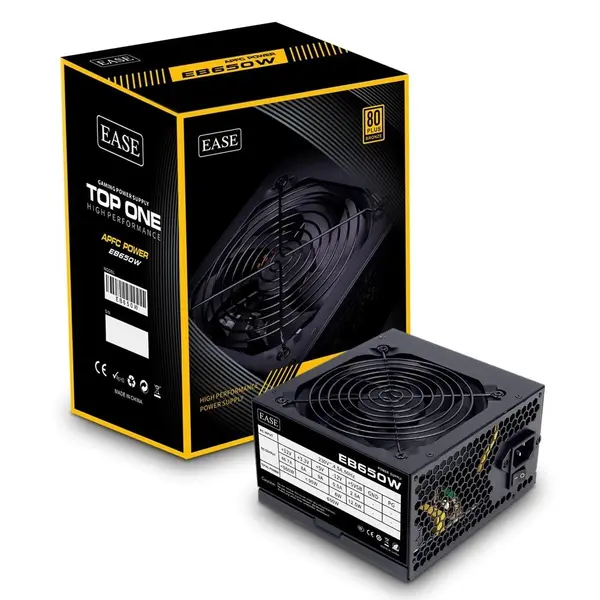 Ease EB650 650W 80 Plus Bronze Power Supply | Active PFC, SMD DC-to-DC Circuit, 120mm Silent Fan & Black Flat Cables