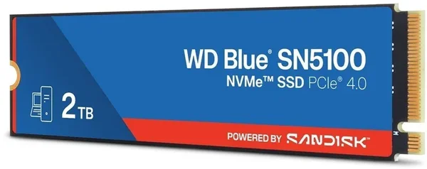 Western Digital WD Blue SN5100 2TB PCIe Gen4 NVMe M.2 2280 Internal Solid State Drive | PCIe 4.0 x4 Interface, High-Speed Read/Write Performance, Western Digital nCache 4.0 Technology & Dashboard Management