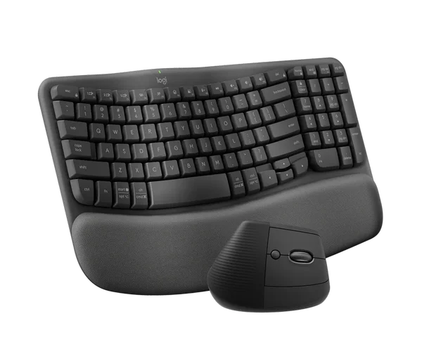 Logitech Wave Keys and Lift Vertical Ergonomic Wireless Keyboard and Mouse Combo | Model: Wave Keys + Lift Combo