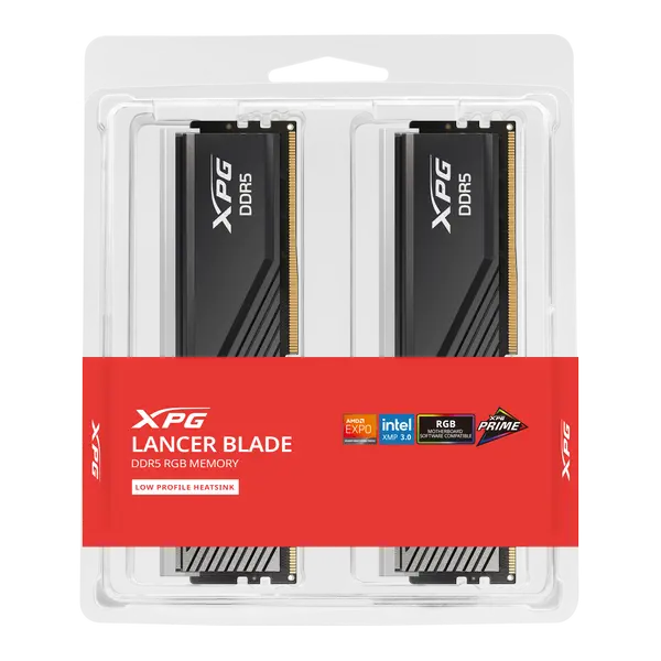 XPG Lancer Blade RGB 64GB (2x32GB) DDR5 6000MHz CL30 Desktop Gaming Memory Kit – Black – AX5U6000C3032G-DTLABRBK 