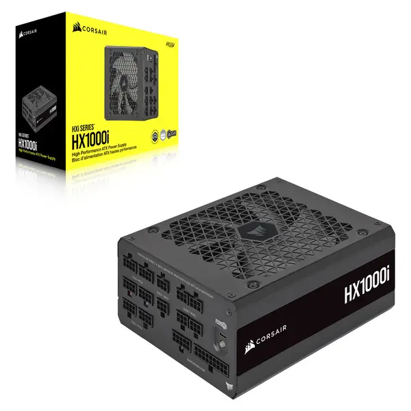 CORSAIR HX1000i 1000W Fully Modular 80 PLUS Platinum Digital Power Supply (UK Plug) | ATX 3.1 & PCIe 5.1 Ready, Native 12V-2x6 GPU Cable, iCUE Digital Control, Zero RPM Mode & 100% Japanese Capacitors