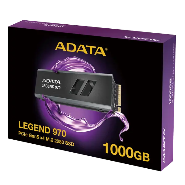 ADATA LEGEND 970 1TB PCIe Gen5 x4 M.2 2280 — 9,500/8,500 MB/s | Phison E26 | 232L TLC | Active Cooling