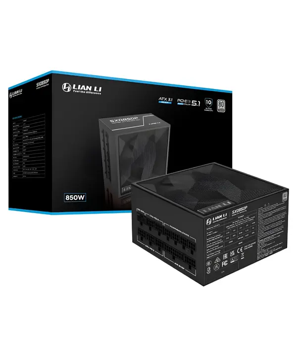 Lian Li SX Platinum 850W Black | ATX 3.1 & PCIe 5.1 | 100% Japanese Rubycon Caps | Zero RPM