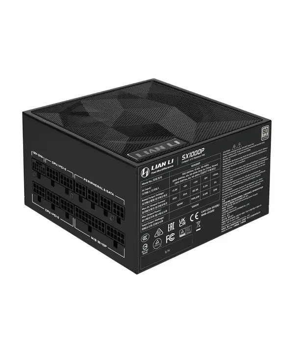 Lian Li SX Platinum 1000W Black | 80 PLUS PPLP Platinum| ATX 3.1 & PCIe 5.1 | Braided-Textured Cables with Cable Combs| Zero RPM Fanless Mode