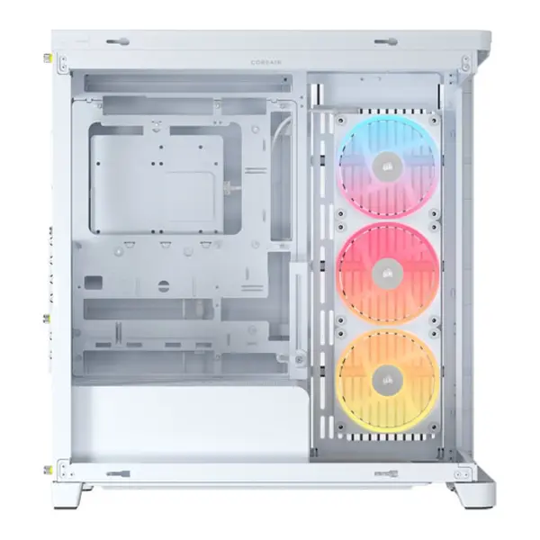 CORSAIR FRAME 4500X LX-R RGB iCUE LINK Panoramic Glass Mid-Tower PC Case (White) | Dual Pillarless Tempered Glass Panels, 3x Pre-Installed LX120-R RGB Reverse Fans, iCUE LINK System Hub & BTF Motherboard Support
