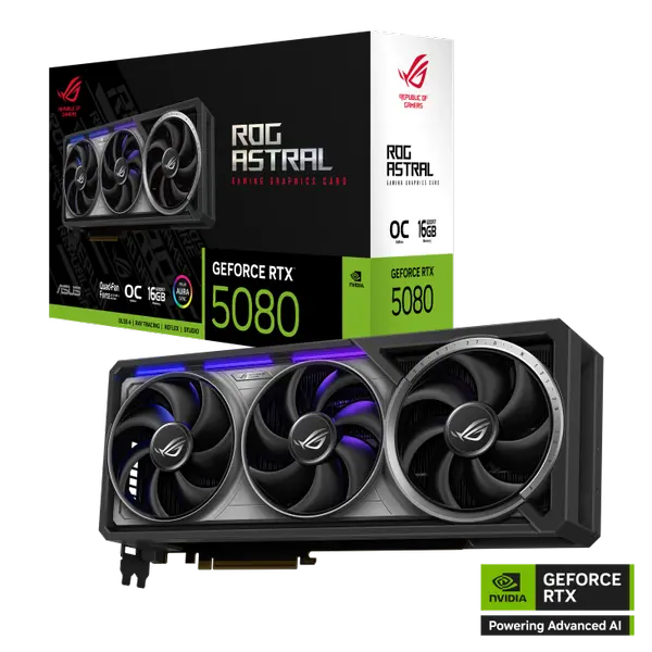 ASUS ROG Astral GeForce RTX 5080 OC 16GB GDDR7 — Blackwell | QUAD FAN | 2790 MHz | Patented Vapor Chamber | 3.8-Slot