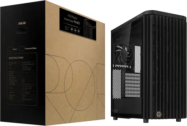 ASUS ProArt PA401 Wood Edition ATX PC Case (Metal Panel) | FSC® Certified Ash Wood Front Panel, Dual 160mm + 120mm PWM Fans Pre-Installed, 20Gbps USB Type-C & Tool-Free Builder Design