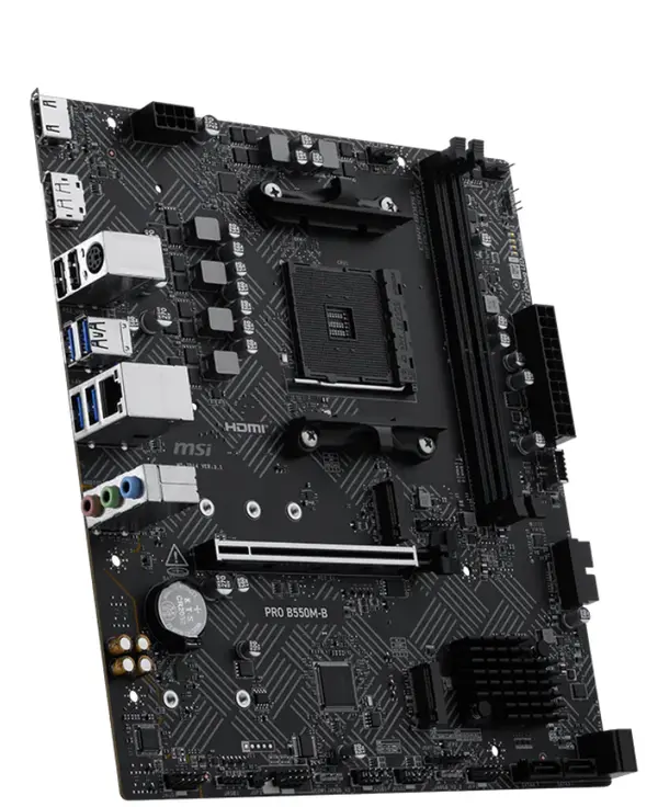 MSI PRO B550M-B Micro-ATX Motherboard | AMD Socket AM4, B550 Chipset, DDR4 Memory Boost (Up to 4600+ MHz OC), PCIe 4.0 Steel Armor, Dual M.2 Slots, Front USB-C & Audio Boost
