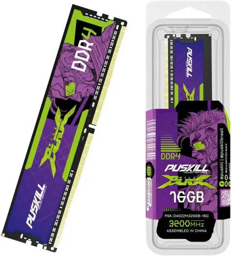 PUSKILL 16GB DDR4 Desktop RAM Module (Black) | 3200MHz High-Speed Frequencies, CL22 Low Latency, 288-Pin UDIMM, Intel XMP 2.0 & AMD Ryzen Compatible
